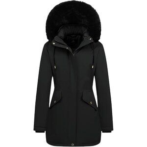 Women's Black Long Winter Down Coat Parka Warm Puffer Jacket